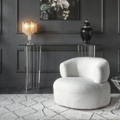 Trina Glass Console Table - Stainless Steel