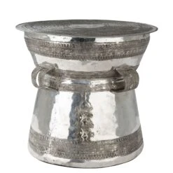 Eichholtz Antique Silver Thai Drum Side Table (Brand New)