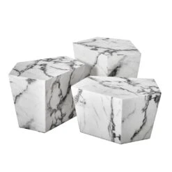 Eichholtz Prudential Coffee Table - White Marble Set Of 3