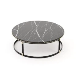 Laskasas Lyssa Coffee Table -Tables Sales mesa de centro m rmore negro base metalica ferro e inox 2 1