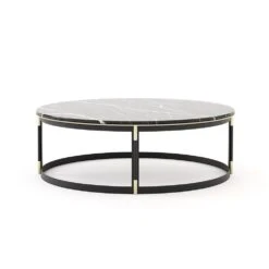 Laskasas Lyssa Coffee Table -Tables Sales mesa de centro m rmore negro base metalica ferro e inox 3