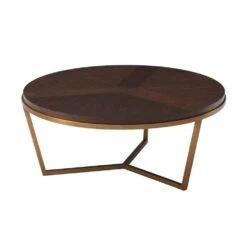 Theodore Alexander Fisher Round Coffee Table - Small - Macadamia & Brass