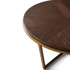 Theodore Alexander Fisher Round Coffee Table - Small - Macadamia & Brass -Tables Sales round coffee table fisher small macadamia brown 8